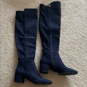 Brand New! Michael Kors Dark Blue Stretch Over the Knee Boots Size 6